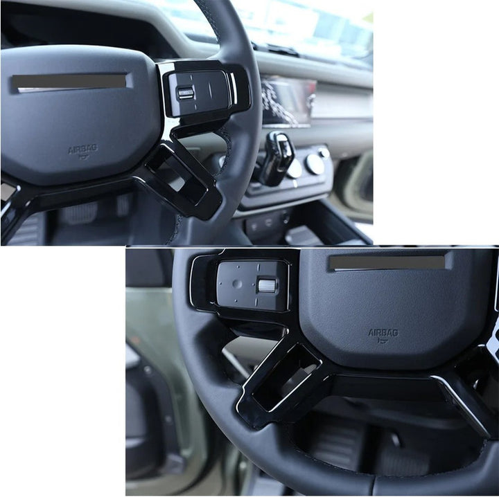 Car Craft Compatible With Range Land Rover Defender 90 110 130 L663 Lr129997 2020+ Steering Wheel Trim Cover Frame Stick On Style Glossy Black - CAR CRAFT INDIA