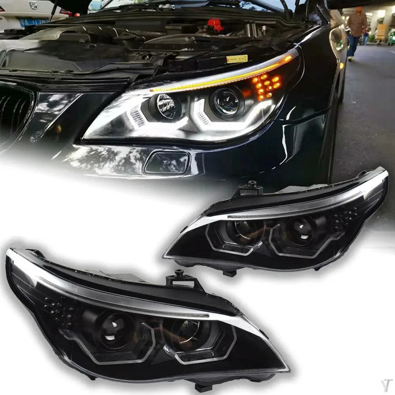 Car Craft Compatible With Bwm 5 Series E60 2007-2009 Car Front Upgraded Head Light Lamp Xenon Headlight Retrofit Upgrade Modified Led Drl Hid B