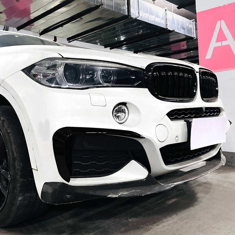 Car Craft Compatible With Bmw X6 F15 2014-2019 Front M Sports Bumper Fog Lamp Light Air Intake Wind Knife Trim Skirts Canard Splitters Carbon Fiber Look Zst-636 Cfl