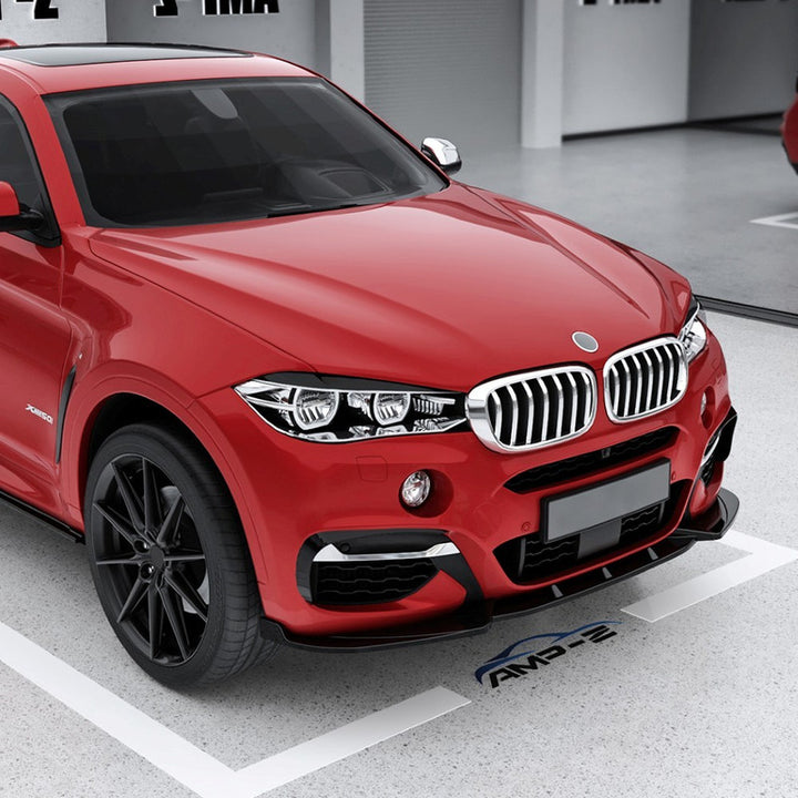 Car Craft Compatible With Bmw X6 F16 2014-2019 Front M Sports Bumper Lip Splitter Skirst Carbon Fiber Look Zst-714 Cfl