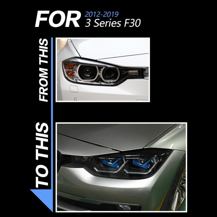 Car Craft Compatible With Bmw 3 Series F30 Lci 2016-2019 Car Front Upgraded Head Light Lamp Xenon Headlight Retrofit Upgrade Matrix Modified Led Drl Hid