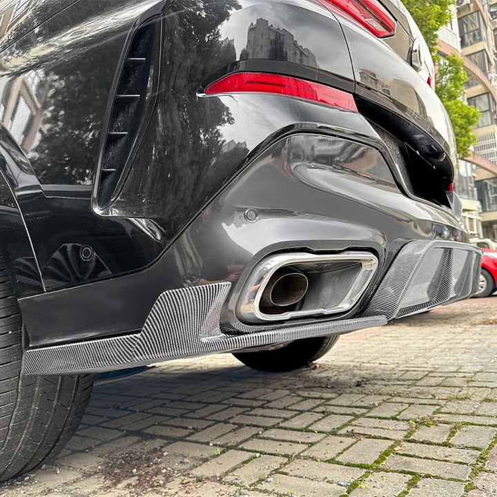 Car Craft Compatible With Bmw X6 G06 2019+ M Sport M Performance Rear Bumper Lip Skirt Splitter Diffuser Spoiler Zst-671 Cf Carbon Fiber Look