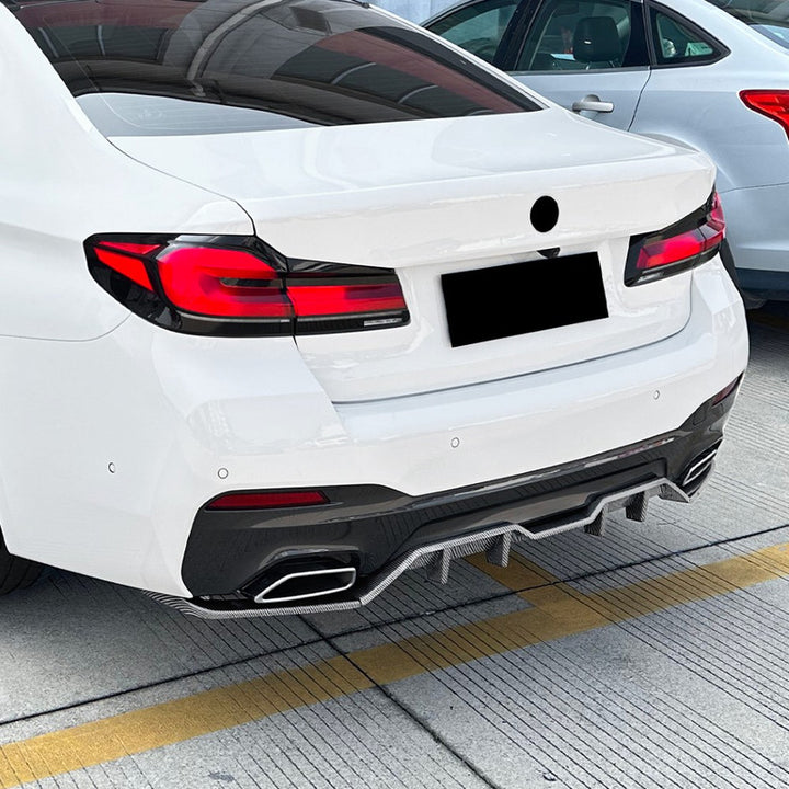 Car Craft Compatible With Bmw 5 Series G30 Lci 2021-2023 M Sports Bumper Rear After Lip Diffuser Splitter Skirts Blade Style Carbon Fiber Look Zst-884 Cf