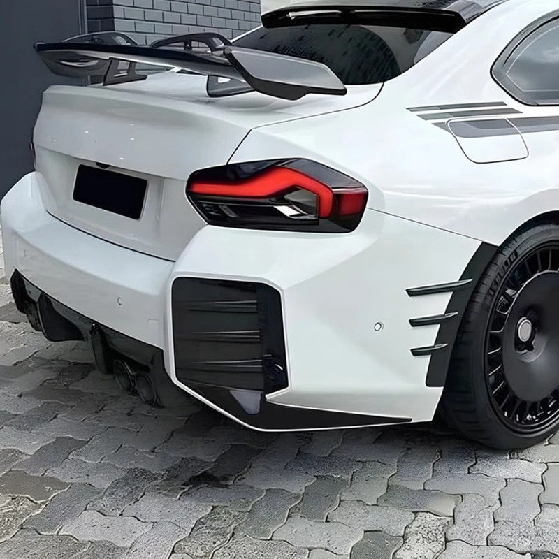 Car Craft Compatible With Bmw 2 Series M2 G87 2023+ Mp M Performance Car Rear Bumper Air Vent Side Wind Blade Spoiler Indicator Light Trim Diffuser Skirts Splitter Trim Zst-693 Glossy Black