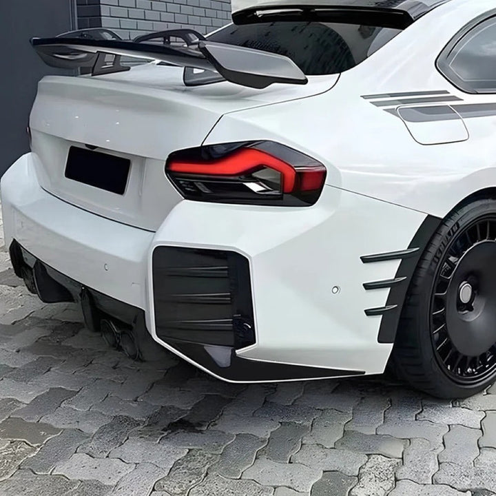 Car Craft Compatible With Bmw 2 Series M2 G87 2023+ Mp M Performance Car Rear Bumper Air Vent Side Wind Blade Spoiler Indicator Light Trim Diffuser Skirts Splitter Trim Zst-693 Glossy Black