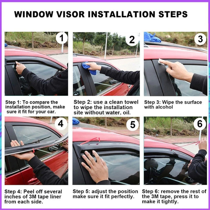 Car Craft Compatible With Hyundai I20 2021+ Rain Shine Side Window Wind Deflectors Rain Sun Guard Door Visor Doorvisor Deflector Visor Shades Ventvisor Strip CC-7693 - CAR CRAFT INDIA