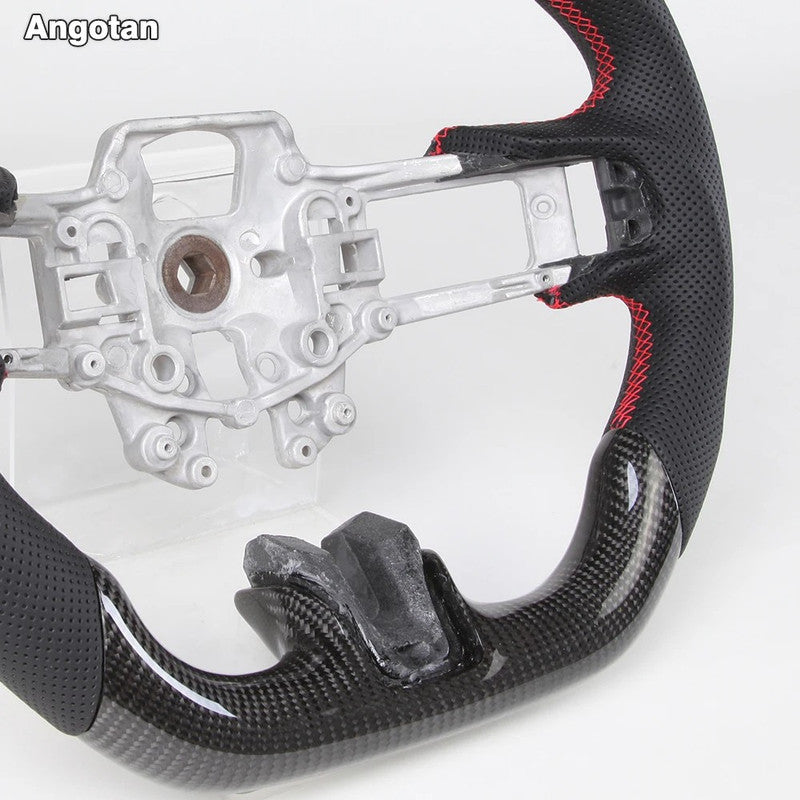 Car Craft Compatibel With Ford Mustang Gt Ecoboost Shelby 2015-2018 Sport Racing Steering Wheel Trim Cover Wheel Perforated Leather Carbon Fiber Core