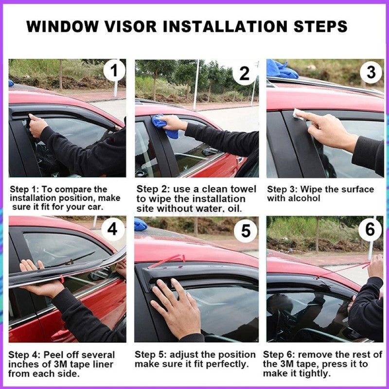 Car Craft Compatible With Skoda Octavia 2014-2017 Rain Shine Side Window Wind Deflectors Rain Sun Guard Door Visor Doorvisor Deflector Visor Shades Ventvisor Strip CC-7736 - CAR CRAFT INDIA