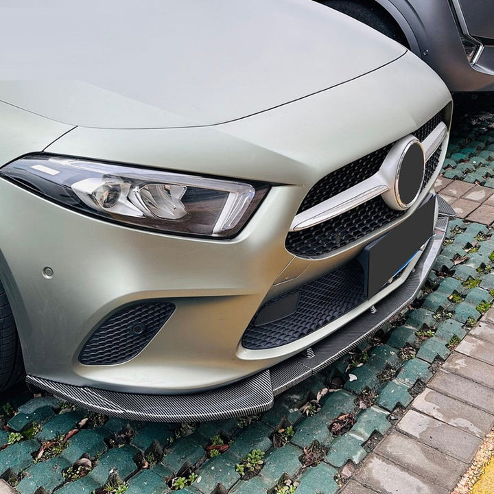 Car Craft Compatible With Mercedes Benz A Class W177 2018-2022 Standard Front Bumper Lip Splitter Diffuser Skirst Flag Canard Carbon Fiber Look Zst-639 Cf