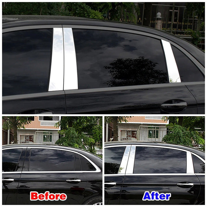 Car Craft Compatible With Mercedes Benz E Class W213 2016-2023 Door Window Middle Column B Pillar Piller Strips Trim Cover Chrome