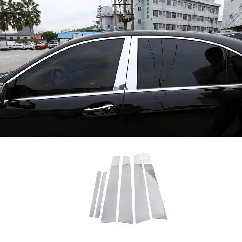 Car Craft Compatible With Mercedes Benz S Class W222 2014-2020 Door Window Middle Column B Pillar Piller Strips Trim Cover Chrome