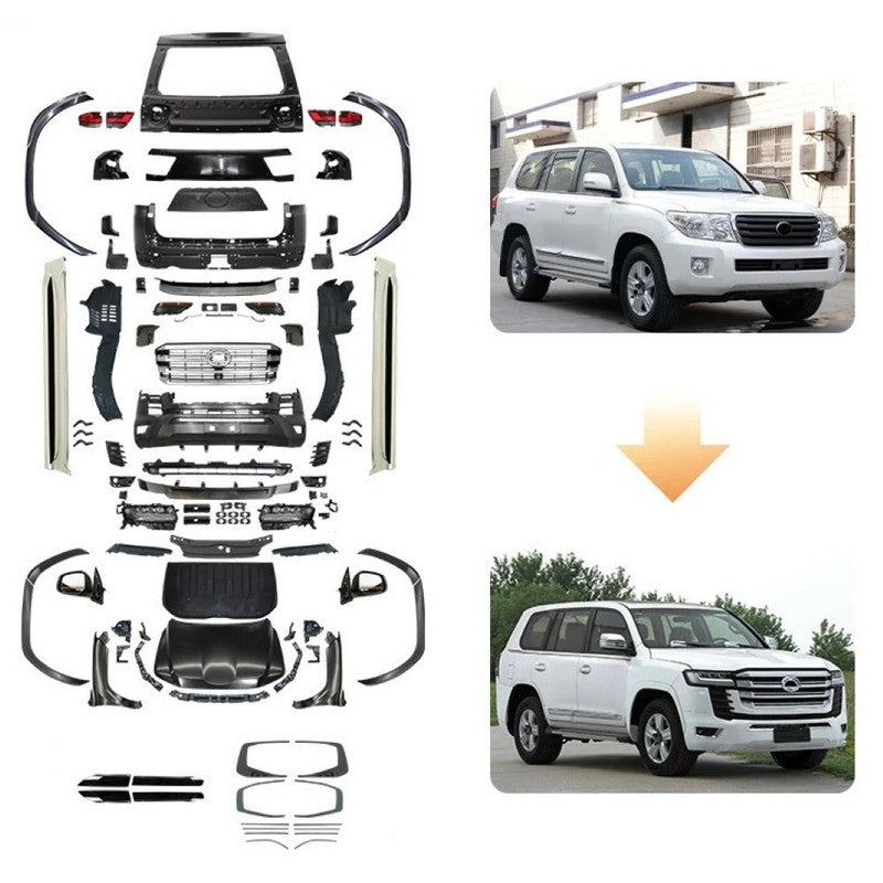 Car Craft Compatible With Toyota Land Cruiser Lc200 2008-2020 Upgrade Facelift Convert To Lc300 2022 Bodytkit Front Rear Bumper Hood Fender Trunk Headlight Taillight Mirror Side Step Trim Grill Skirt Splitter Cut Version 1:1 F156-cut