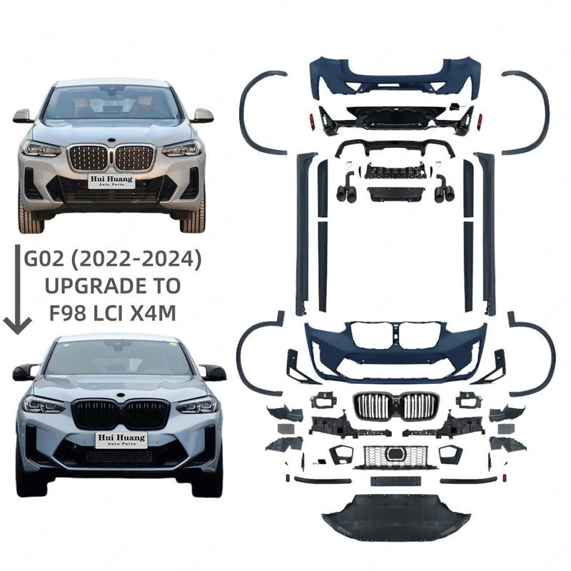 Car Craft Compatible With Bmw X4 G02 Lci 2022-2026 Upgrade Convert To M Sport M Performance X4m F98 Bodykit Body Kit Front Rear Bumper Splitter Grill Lip Diffuser Exhaust Pipe Tip Wheel Arch Trim Cover Gc G02 015