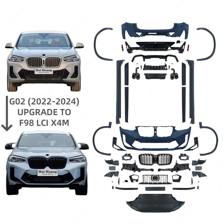 Car Craft Compatible With Bmw X4 G02 Lci 2022-2026 Upgrade Convert To M Sport M Performance X4m F98 Bodykit Body Kit Front Rear Bumper Splitter Grill Lip Diffuser Exhaust Pipe Tip Wheel Arch Trim Cover Gc G02 015