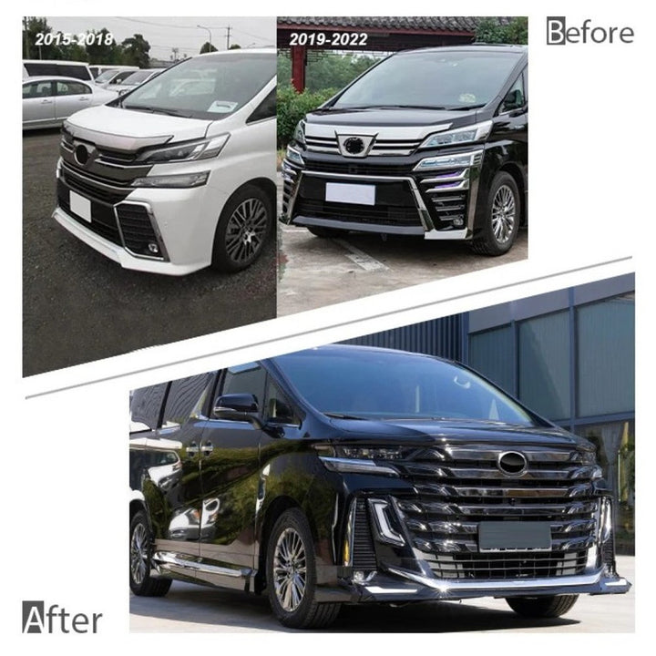 Car Craft Compatible With Toyota Alphard Vellfire 30 35 2015-2022 Upgrade Facelift Convert To 2023 40 Model Bodykit Front Rear Bumper Headlight Taillight Lamp Side Skirt Hood Fender Splitter Trim F187