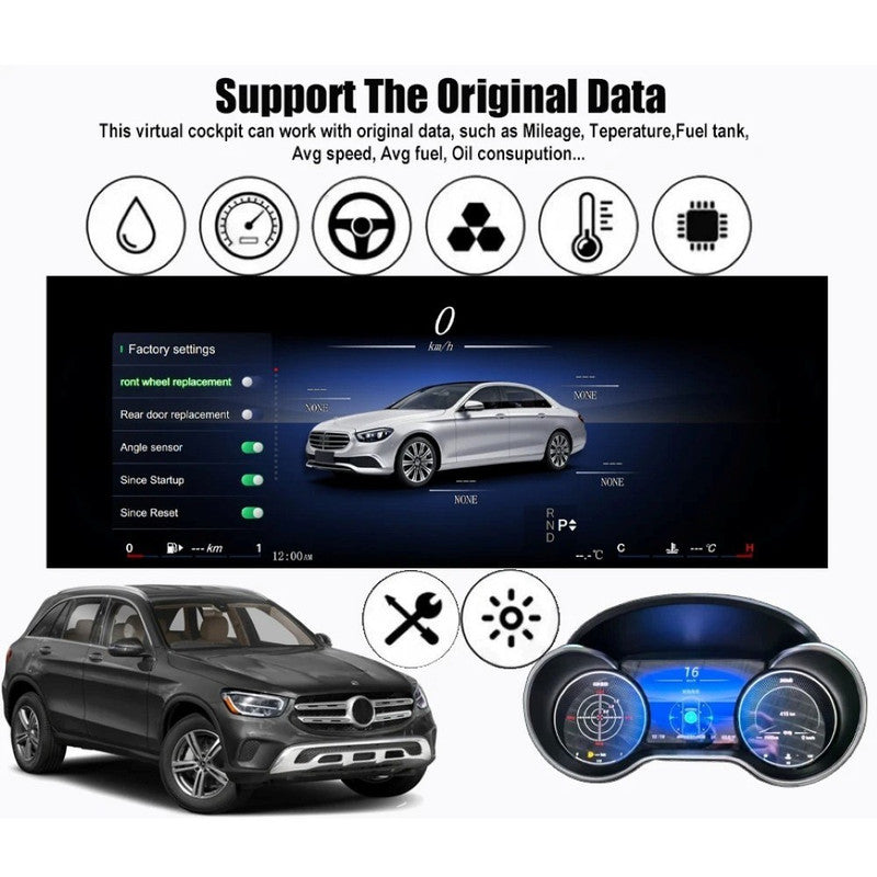 Car Craft Compatible With Mercedes V C Class Glc W253 W205 W447 Digital Android Multimedia Infotainment Player Cluster Speedomeeter With Ambient Ac Air Vent Light Grill Carplay 4gb+64gb Ntg 6.0