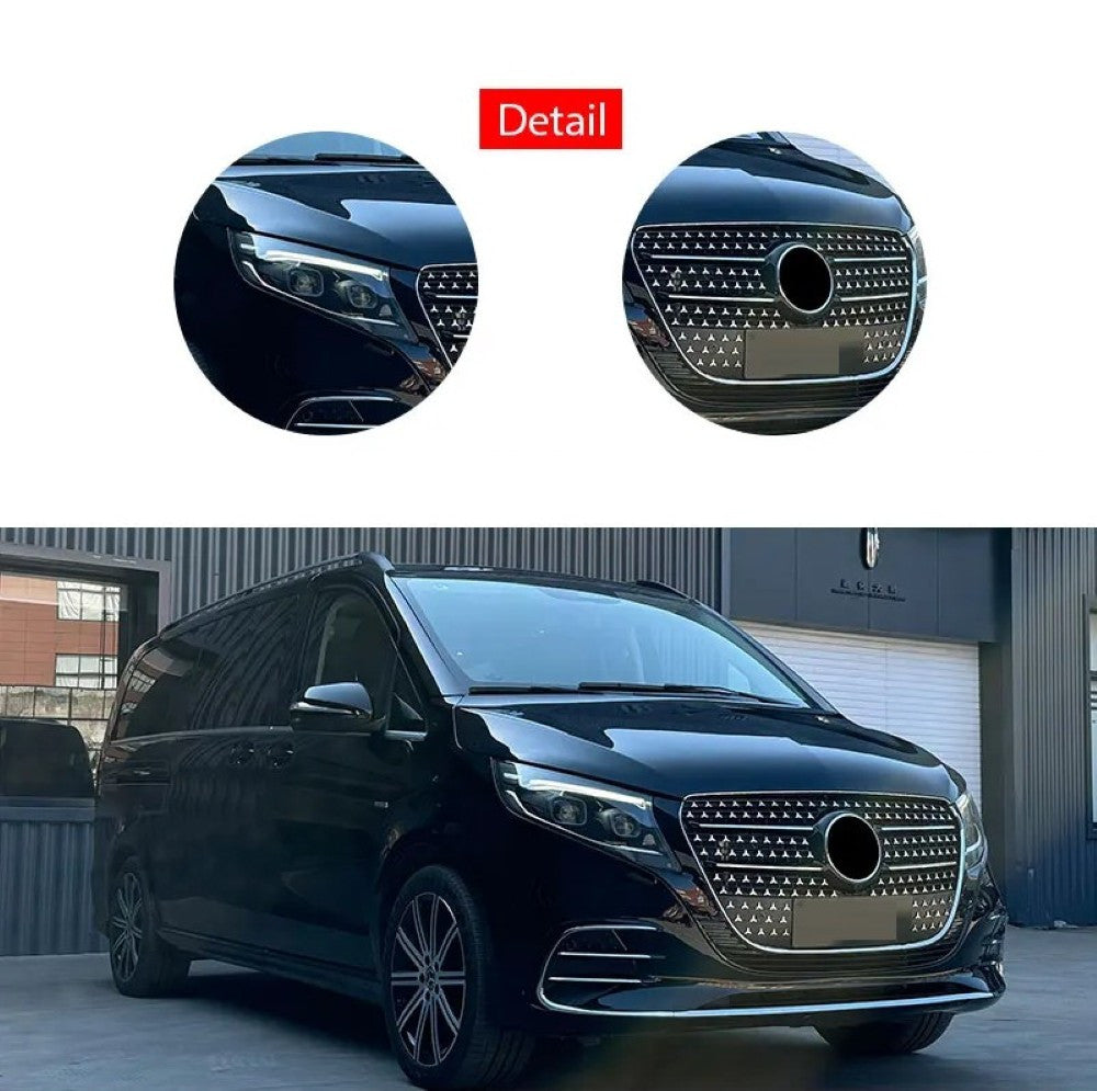 Car Craft Compatible With Mercedes Benz V Class Vito W447 2016-2024 Upgrade Facelift Convert To V300 Amg Bodykit Front Rear Bumper Headlight Taillight Lamp Splitter Trim B117