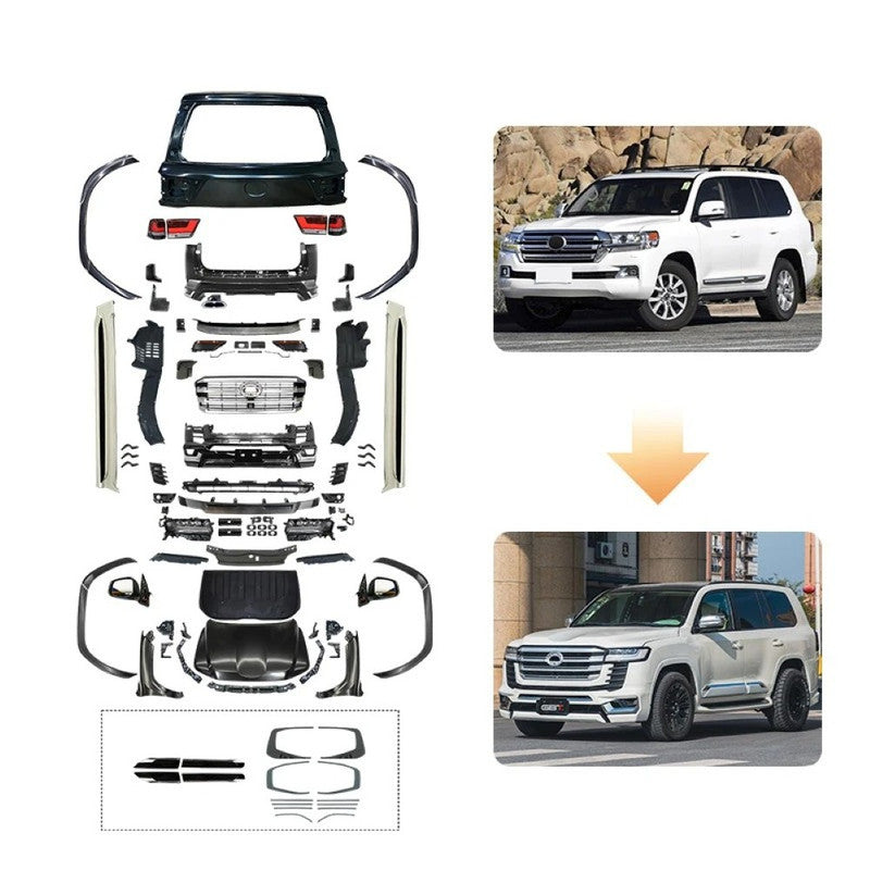 Car Craft Compatible With Toyota Land Cruiser Lc200 2008-2020 Upgrade Facelift Convert To Lc300 2022 Bodytkit Front Rear Bumper Hood Fender Trunk Headlight Taillight Mirror Side Step Trim Grill Skirt Splitter Cut Version 1:1 F156-cut
