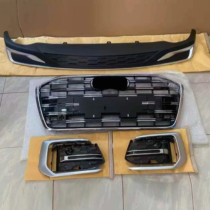 Car Craft Compatible With Audi A6 S6 Rs6 C8 2019-2023 Upgraded Rs6 Sport Front Bumper Show Grill Mesh Fog Grill Cover Rear Diffuser Lip Skirst Splitter Trim Set Chrome Set Dlw0601070869 Dlw0801070870 Ch - CAR CRAFT INDIA