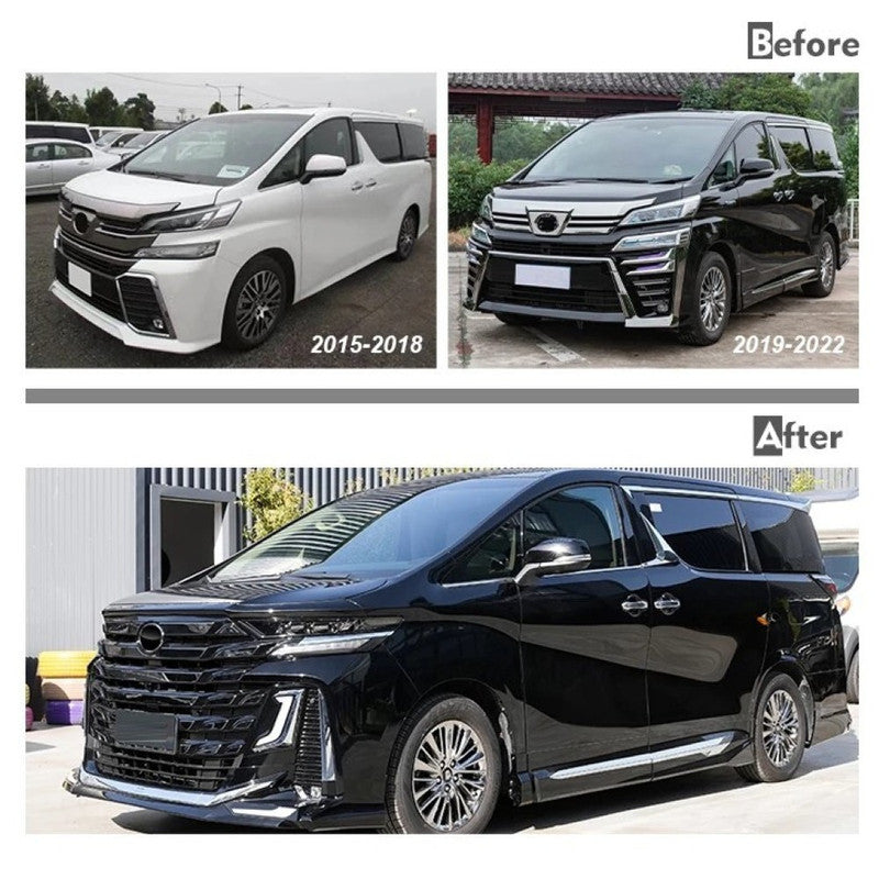 Car Craft Compatible With Toyota Alphard Vellfire 30 35 2015-2022 Upgrade Facelift Convert To 2023 40 Model Bodykit Front Rear Bumper Headlight Taillight Lamp Side Skirt Hood Fender Splitter Trim F187