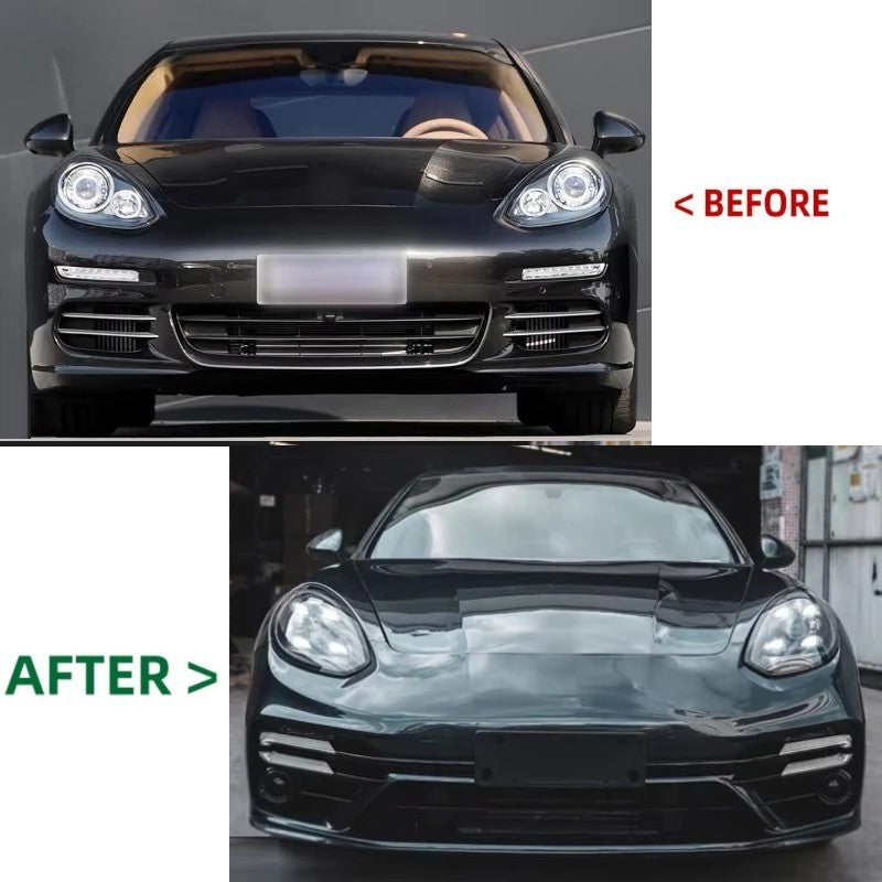 Car Craft Compatible With Porsche Panamera 970.2 2014-2016 Upgrade Facelift Convert To 2017 971 Turbo 7 Style Modified Bumper Headlights Bodykit Front Rear Set Red