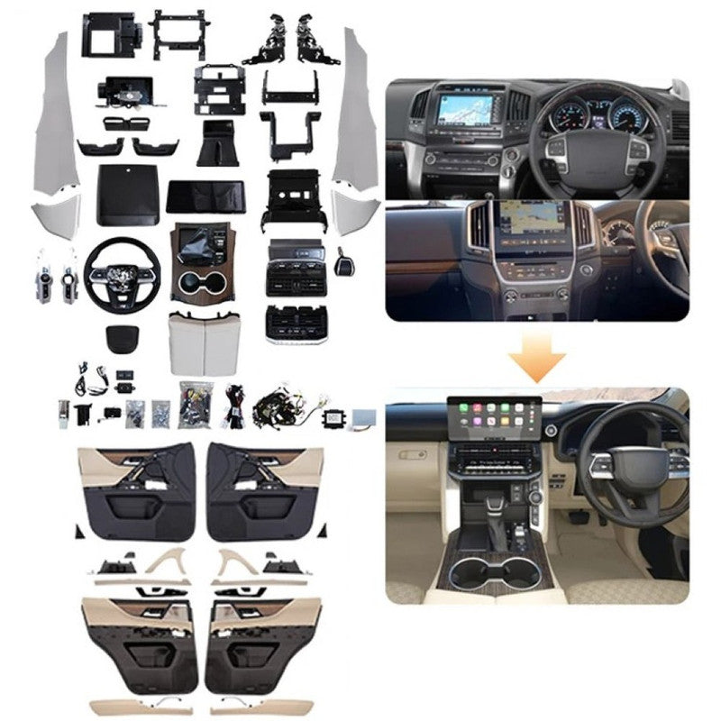 Car Craft Compatible With Toyota Land Cruiser Lc200 2008-2020 Upgrade Facelift Convert To Lc300 2021+ Interior Bodykit Kit Steering Dashboard Door Panel Steering Console Center Armrest Box Rhd Beige F305