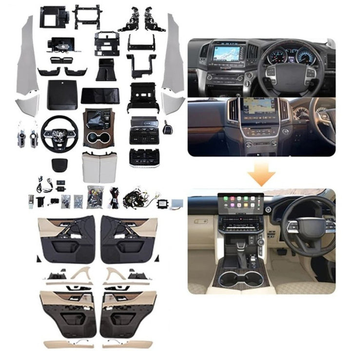 Car Craft Compatible With Toyota Land Cruiser Lc200 2008-2020 Upgrade Facelift Convert To Lc300 2021+ Interior Bodykit Kit Steering Dashboard Door Panel Steering Console Center Armrest Box Rhd Beige F305