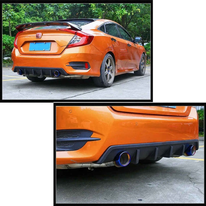 Car Craft Compatible With Honda Civic 2016-20219 Rear After Bumper Lip Diffuser Skirt Splitter Trim Carbon Fiber Look Model A