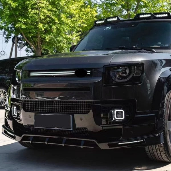 Car Craft Compatible With Land Range Rover Defender 90 110 130 2020-2026 L663 Front Bumper Lip Splitter Skirts Vent Kt Rock Design Ms Style 1 Led Carbon Fiber Look - CAR CRAFT INDIA