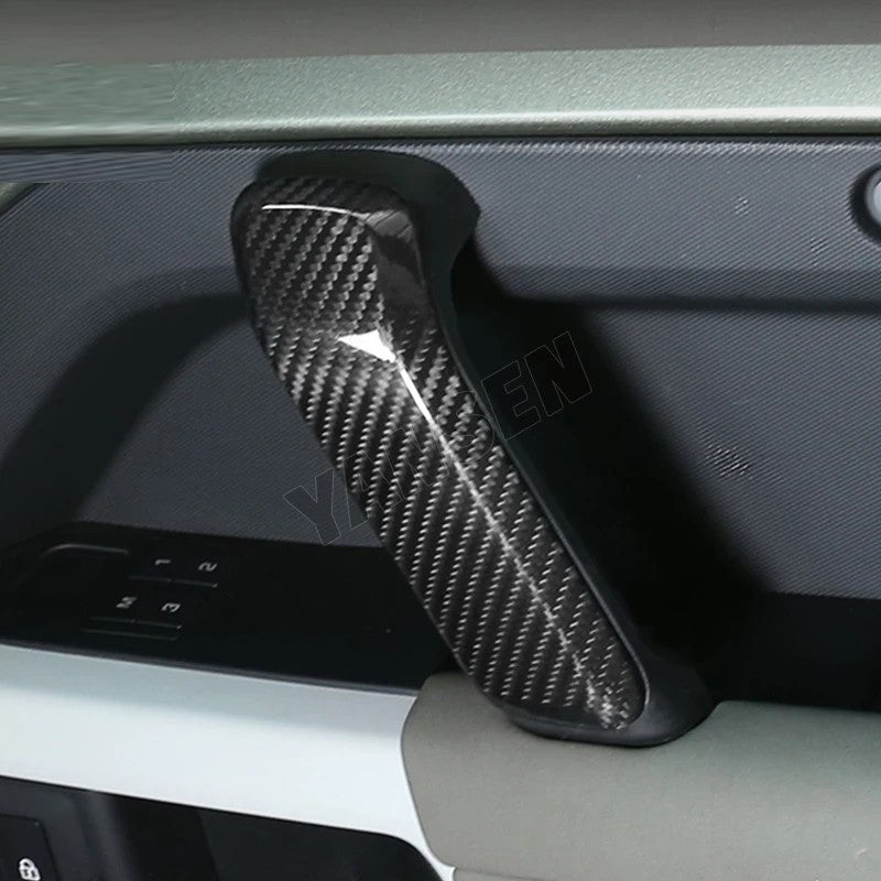 Car Craft Compatible With Range Land Rover Defender 90 110 130 L663 Lr129997 2020+ Car Interior Inner Pull Door Handle Trim Cover Carbon Fiber Look