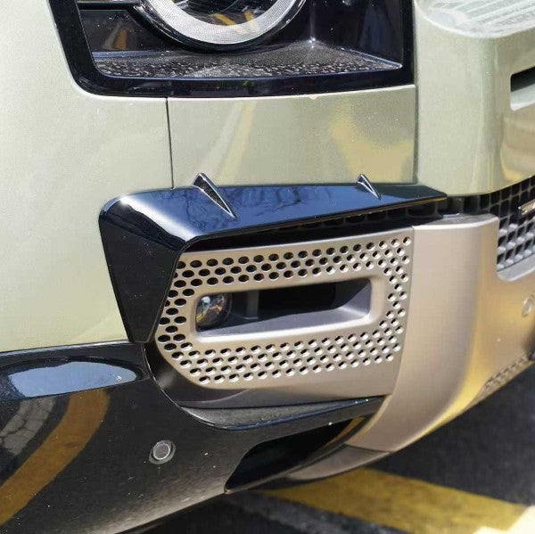 Car Craft Compatible With Land Range Rover Defender 90 110 130 2020-2026 L663 Front Bumper Fog Lamp Light Lip Splitter Skirts Vent Kt Rock Design Ms Style Glossy Black - CAR CRAFT INDIA