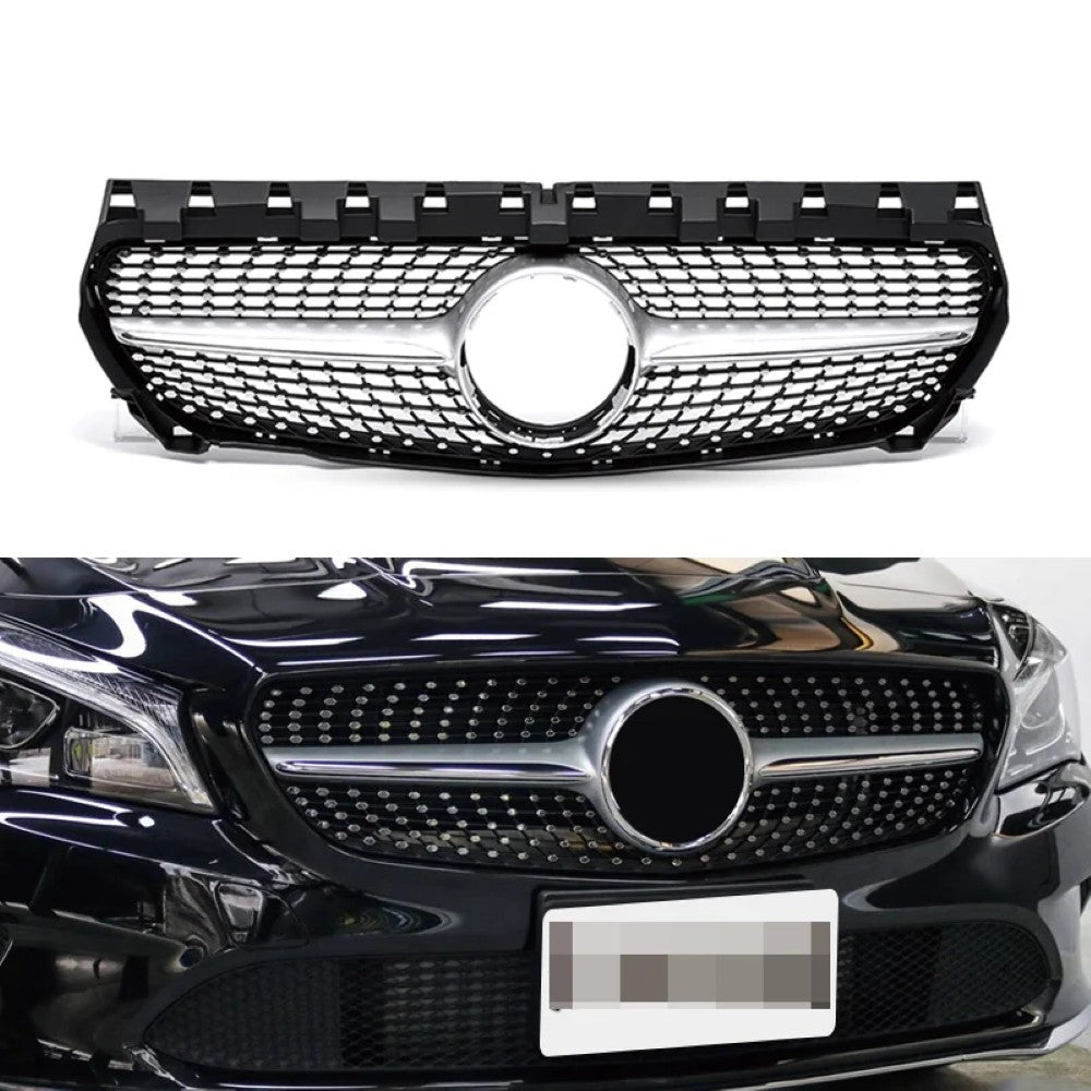 Car Craft Compatible With Mercedes Benz Cla Class W117 C117 X117 2013-2019 Upgrade Front Bumper Cla45 Amg Show Grill Diamond Silver CC-1749