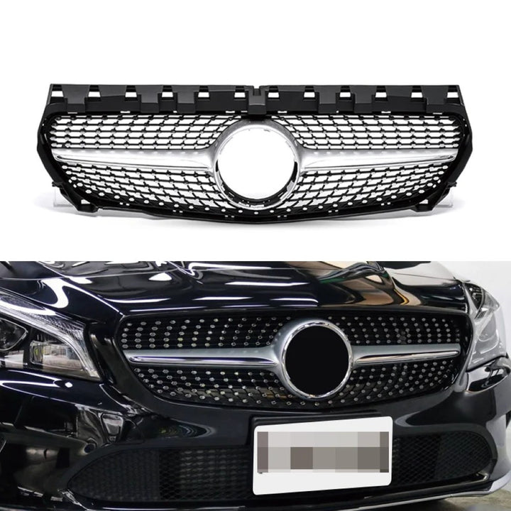 Car Craft Compatible With Mercedes Benz Cla Class W117 C117 X117 2013-2019 Upgrade Front Bumper Cla45 Amg Show Grill Diamond Silver CC-1749