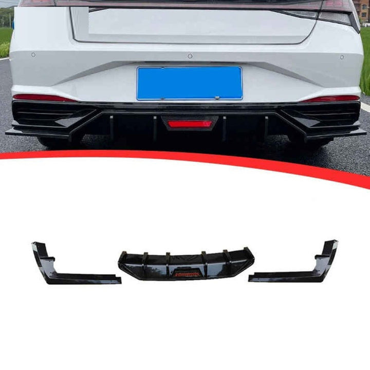 Car Craft Compatible With Hyundai Elantra Mk7 2020-2022 Rear After Bumper Lip Diffuser Skirt Splitter Trim F1 Led Light Usa Glossy Black
