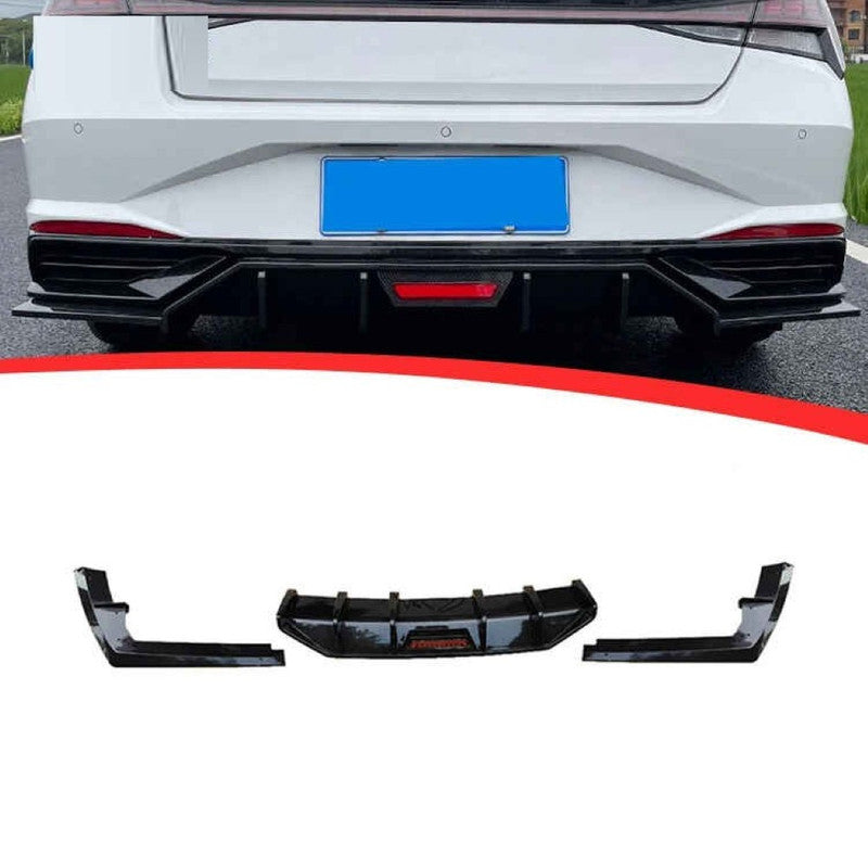Car Craft Compatible With Hyundai Elantra Mk7 2020-2022 Rear After Bumper Lip Diffuser Skirt Splitter Trim F1 Led Light Usa Carbon Fiber Look