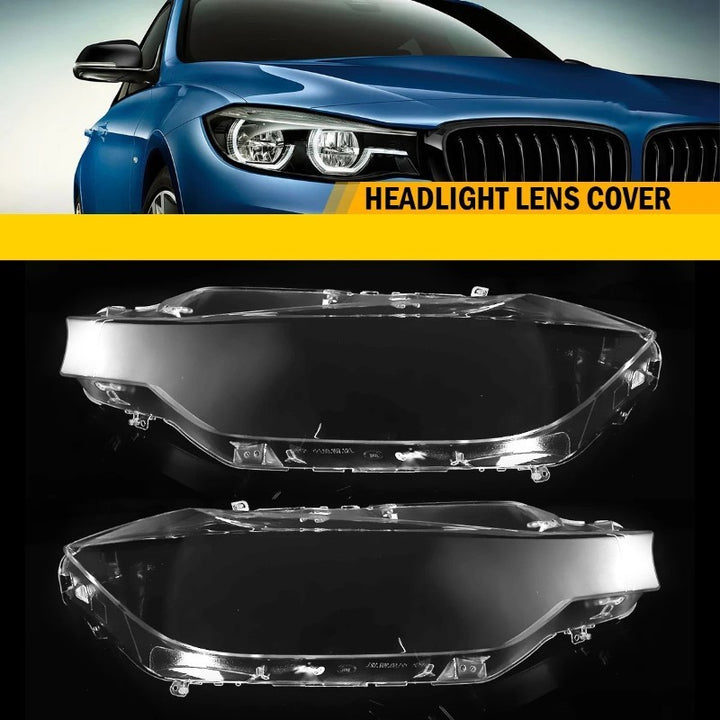 Car Craft Compatible With Bmw 3 Series F30 2012-2015 Car Front Headlights Headlamp Glass Lenses Cover Dust Shell Transparent Plexiglass Lampshade Ddz-f35lk-12l+r Set - CAR CRAFT INDIA