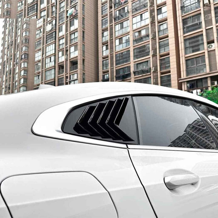 Car Craft Compatible With Bmw 2 Series F44 2020-2023 Car Rear Window Louvers Sticker Triangle Window Shade Shutter Side Vent Spoiler Zst-1208 Cf Carbon Fiber Look - CAR CRAFT INDIA