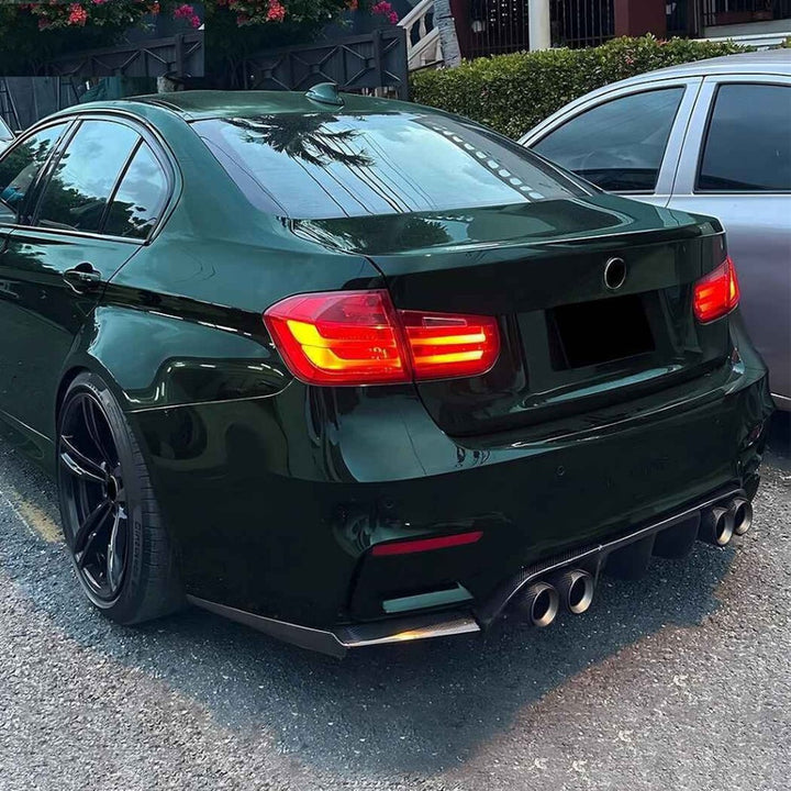 Car Craft Compatible With Bmw M3 M4 F80 F81 F82 F83 2014-2019 Rear Bumper After Lip Diffuser Trim Skirt F1 Style Led Zst-1302 Gb Led Glossy Black