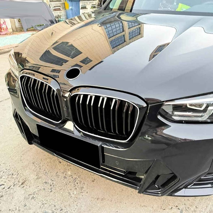 Car Craft Compatible With Bmw X3 G01 X4 G02 Lci 2022-2024 Front Bumper Illuminated Led Light Show Mesh Grill Single Line Bar Zst-1462 Single Led Glossy Black - CAR CRAFT INDIA
