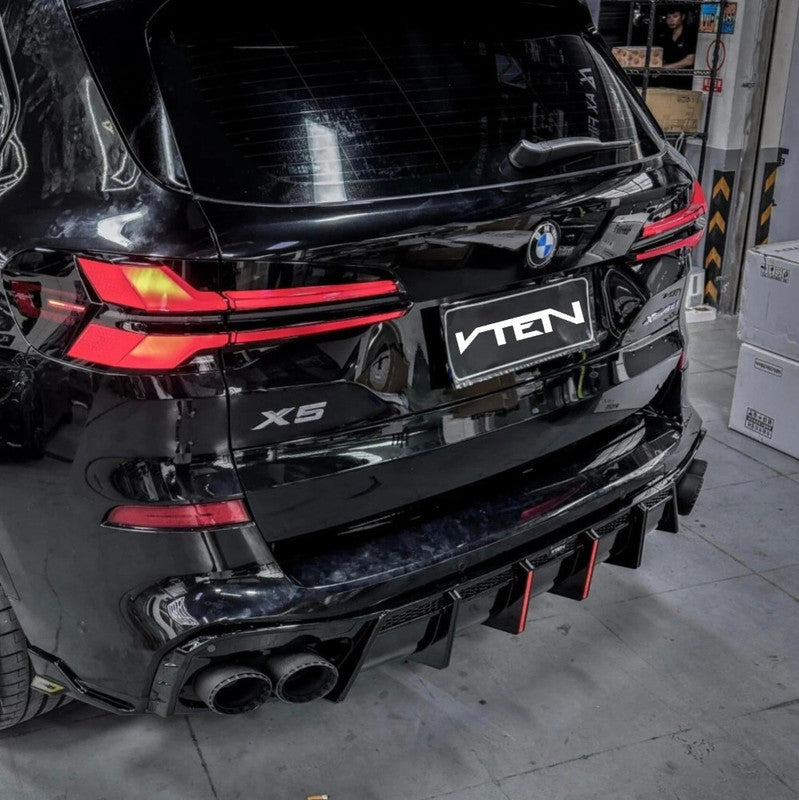 Car Craft Compatible With Bmw X5 G05 2023+ M Sport X5m After Rear Bumper Lip Diffuser Splitter Skirts Trim V Ten Vten Style With Led Light - CAR CRAFT INDIA