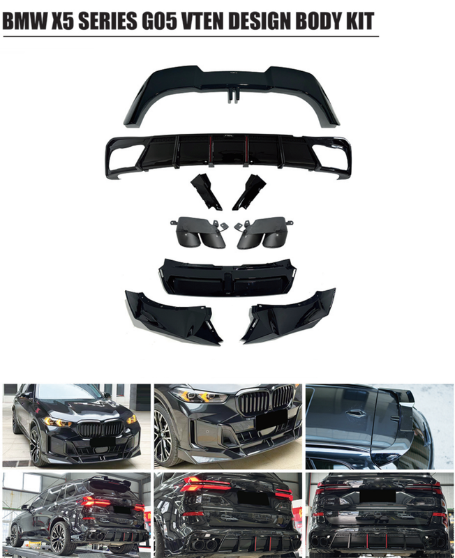 Car Craft Comptible With Bmw X5 G05 2023+ M Sport X5m Front Bumper Upgraded Bodykit Body Kit Skirts Splitter Front Rear Lip Diffuser Side Skirts Spoiler Trims Cannards Vten Style CC-9084