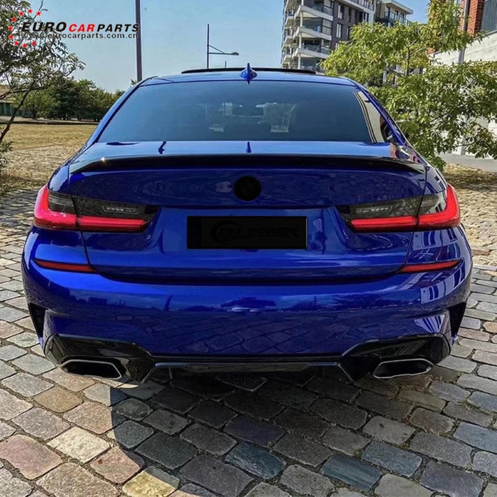 Car Craft Compatible With Bmw 3 Series G20 G28 2019-2022 M340 M330 M Sport M Performance Mp M Tech Bumper Rear After Lip Diffuser Skirt Trim Lip Square With Exhaust Tip Pipe Gc G20/28-006