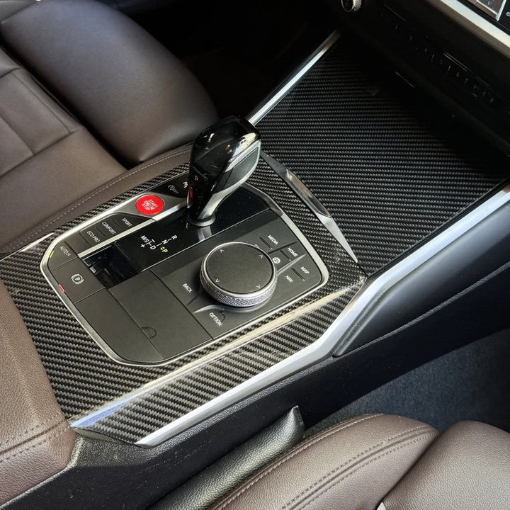 Car Craft Compatible With Bmw 2 3 4 Series G42 G20 G22 G23 G26 M2 G87 M2 M3 G80 G81 M4 G82 G83 2024-2025+ Car Central Dashboard Interior Cup Holder Armrest Trim Cover Real Carbon Fiber 6 in 1