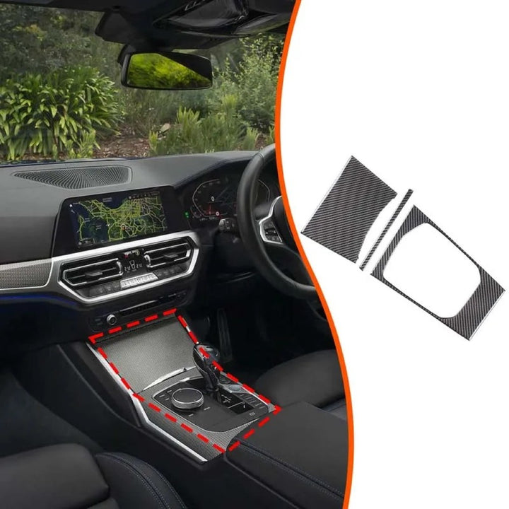 Car Craft Compatible With Bmw 3 Series G20 2019-2023 4 Sereis G22 G23 G26 2020 2021 Car Central Dashboard Interior Cup Holder Armrest Trim Cover Real Carbon Fiber 7 in 1