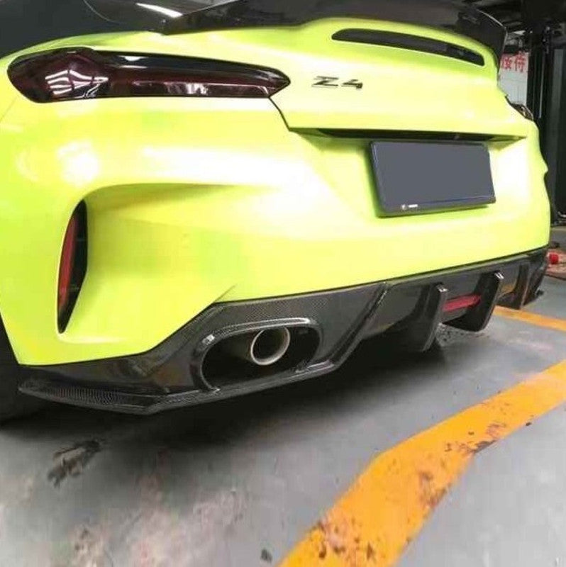 Car Craft Compatible With Bmw Z4 G29 2019-2025 Rear After Bumper Lip Splitter Skirts Trim Canard Diffuser With Light Real Carbon Fiber - CAR CRAFT INDIA