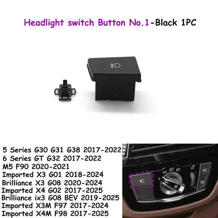 Car Craft Compatible With Bmw 5 Series G30 6 Series Gt G32 2017-2023 Car Headlamp Headlight Fog Lamp Light Upper Dipper Night Vision Rotary Switch Knob Button 1