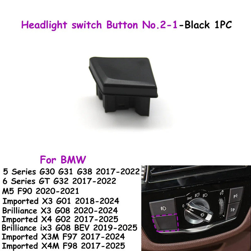 Car Craft Compatible With Bmw 5 Series G30 6 Series Gt G32 2017-2023 Car Headlamp Headlight Fog Lamp Light Upper Dipper Night Vision Rotary Switch Knob Button 2-1
