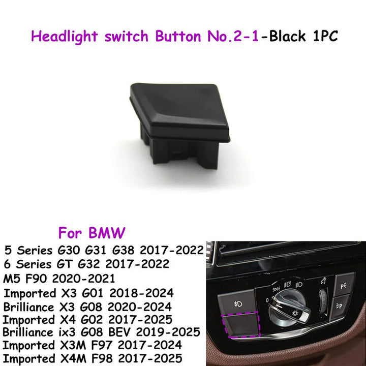 Car Craft Compatible With Bmw 5 Series G30 6 Series Gt G32 2017-2023 Car Headlamp Headlight Fog Lamp Light Upper Dipper Night Vision Rotary Switch Knob Button 2-1