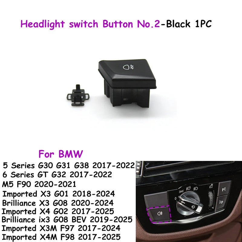 Car Craft Compatible With Bmw 5 Series G30 6 Series Gt G32 2017-2023 Car Headlamp Headlight Fog Lamp Light Upper Dipper Night Vision Rotary Switch Knob Button 2