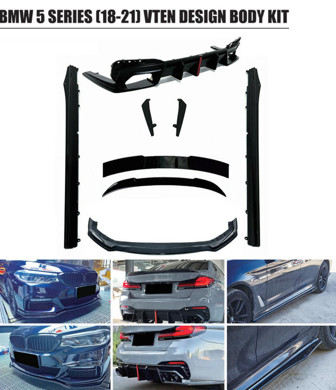 Car Craft Comptible With Bmw 5 Series G30 Lci 2021+ M Sport M5 Front Bumper Upgraded Bodykit Body Kit Skirts Splitter Front Rear Lip Diffuser Side Skirts Spoiler Trims Cannards Vten Style CC-9081